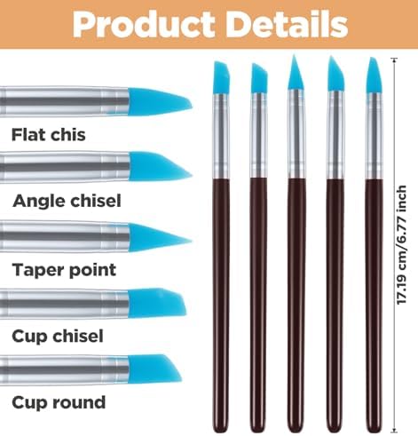 5Pcs Silicone Clay Tools, Silicone Sculpting Tools Flexible & Easy to Clean - Image 2