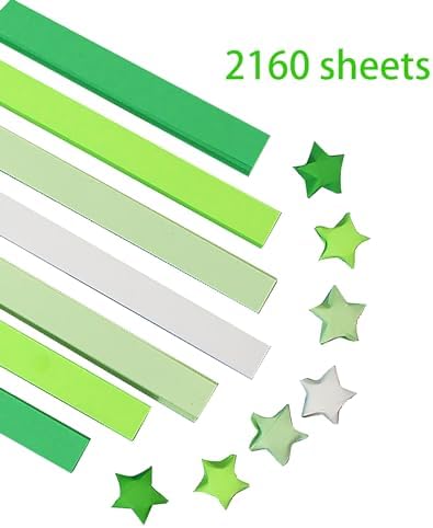 2160 Sheets Origami Star Paper 4 Green Color Strips Double Sided Lucky Star Decoration Folding Paper for DIY Hand Art Supplies (Green-2160 sheets) - Image 4