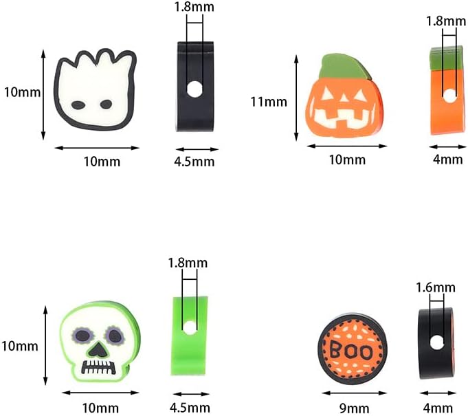 100pcs Halloween Beads 10mm Polymer Clay Spacer Beads for Women Jewelry Making DIY Bracelet Necklace Party Favor Halloween Decoration (Halloween 1) - Image 4