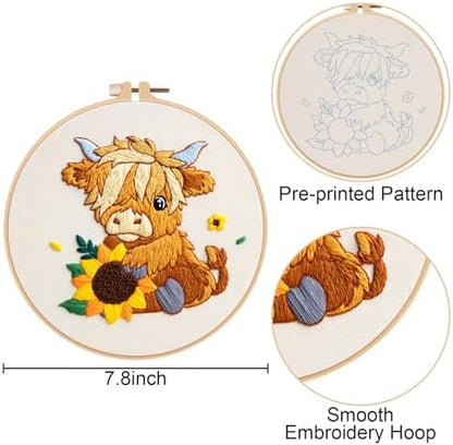 Nuberlic 3 Pack Embroidery Kit for Beginners, Highland Cow Embroidery Kits - Image 5