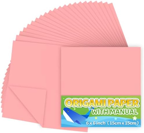Praisebank Pink Origami Paper, 220pcs 6x6 inch, Double Sided Color, Origami Paper Kit for Crafts, Origami Kit. by Praisebank
