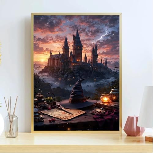 koemhxb Magical Castle Paint by Numbers Kit for Adults Beginners, Magic Hat Adult Paint by Numbers on Canvas, Acrylic Painting Crafts for Home Decor (16x20inch) - Image 3
