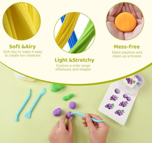 Both idea Air Dry Clay Kit with 12 Fruit Projects – Modeling Clay with Sculpting Tools, Step-by-Step Guide, DIY Arts and Crafts Set for Boys and Girls, Classroom Birthday Party Activity Family - Image 4