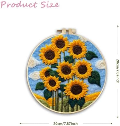 CaptainCrafts Needle Felting Kit, Wool Felt Supplies, Embroidery Hoops, Wool Painting Tools Needle Felting Starter Kit for DIY Decoration (Sunflower Bouquet) - Image 2