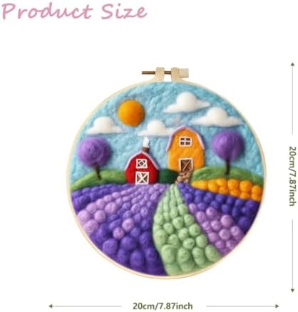 CaptainCrafts Needle Felting Kit, Wool Felt Supplies, Embroidery Hoops, Wool Painting Tools Needle Felting Starter Kit for DIY Decoration (Purple Garden Village) - Image 2