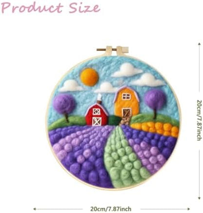 CaptainCrafts Needle Felting Kit, Wool Felt Supplies, Embroidery Hoops, Wool Painting Tools Needle Felting Starter Kit for DIY Decoration (Purple Garden Village) - Image 2