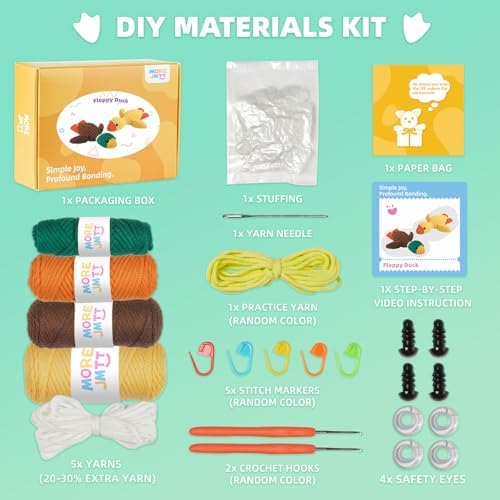 MOREJMTT Crochet Kit for Beginners, Learn to Crochet, Include Easy Knitting Soft Yarn, Step-by-Step Video Tutorial, Hook, Holiday Birthday Gift for Adults(2 Pack Ducks) - Image 3