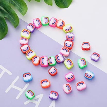 100pcs Colorful Rainbow Polymer Clay Spacer Beads for Women Jewelry Making DIY Bracelet Necklace Hair Clip Accessories (Colorful Rainbow) - Image 2