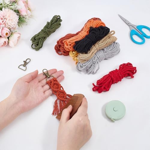 BEUNITONE 16 Sets DIY Macrame Keychains Crafts Kits for Adults, Boho Tassel Keychain Making Kits for Hanging Ornament Macrame Cord Knotting Keychain Charms Kit for Car Key Handbag and Phone Decor - Image 4