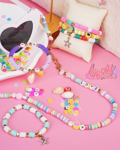 LovelyMoon Bracelet Making Kit 5000 Pcs Clay Beads Flat Preppy Beads for Friendship Jewelry Making Polymer Heishi Beads with Charms Gifts for Teen Girls Crafts for Girls Ages 6 7 8 9 10 11 12 - Image 5