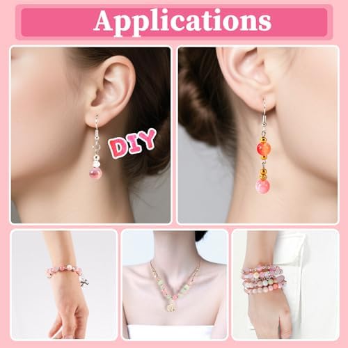 Glass Beads for Jewelry Making, 18 Colors Glass Beads for Bracelets Making kit Including 2-8mm Bead spacers/Lava Beads/Stone Rock DIY Jewelry Making Supplies for Adults, Bracelets Earring Making kit - Image 2