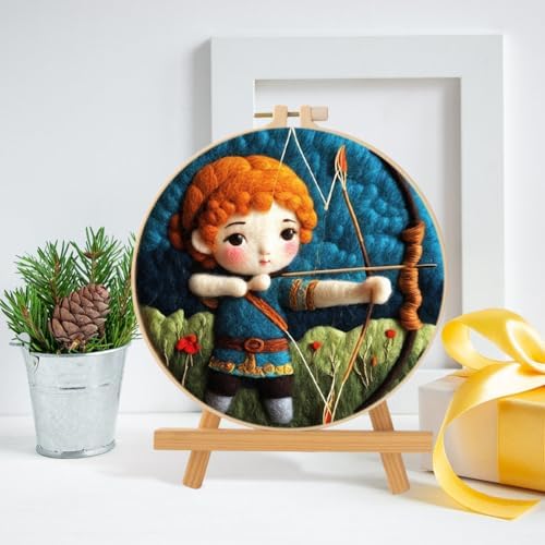 EUBUY Needle Felting Starter Kit, Felt Painting Kit for Beginners Wool Needle Felt Set with Felt Needle, Picture Frame, Foam Pad, Felt Cloth, Instructions - Image 2