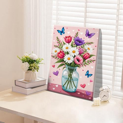 ATDMS Paint by Numbers Kit for Adults with Easel Flowers Paint by Number with Frame Floral Paint by Number with Easel DIY Acrylic Oil Painting Kits for Gift Home Wall Decor 8x12 Inch - Image 7