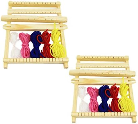 Healifty DIY Handloom Weaving Loom Kit for Kids 2 pcs Wooden Hand Knitting Toys for Beginners Creative Craft Tool to Make Belts Scarves Accessories Ages 36 Months by Healifty