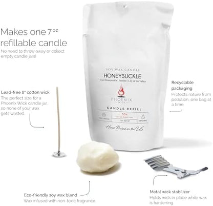 Phoenix Wick Candle Making Kit – Transform Anything Into A Candle – Candle Making Kit with Wick + 7oz Wax (Honeysuckle Scent) - Image 3