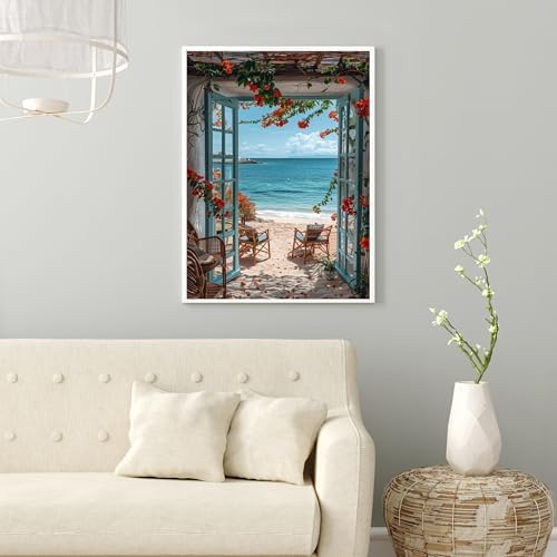 Yunruily Paint by Numbers Kits for Adults - Paint by Numbers for Adults Canvas,Beach Landscape Paint by Number Adult for Gifts Home Wall Decor 16x20inch - Image 3