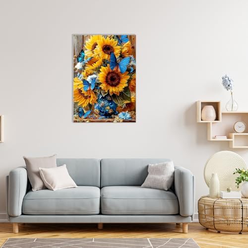 MAXBYE Framed Paint by Numbers Kits for Adults Beginners with Wooden Easel, Sunflower Crafts Art Kit with Frame, DIY Butterfly Canvas by Numbers for Gift Home Wall Decor 10×14 in - Image 4