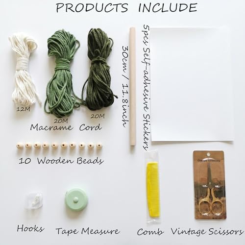 Zqyxiehuo DIY Macrame Leaf Wall Hanging Beginners Boho Wall Leaf Tapestry Kit Handmade Woven Tapestry Feather Wall Hanging DIY Macrame Kit for Adults Birthday Gift 11.8"(Green) - Image 2