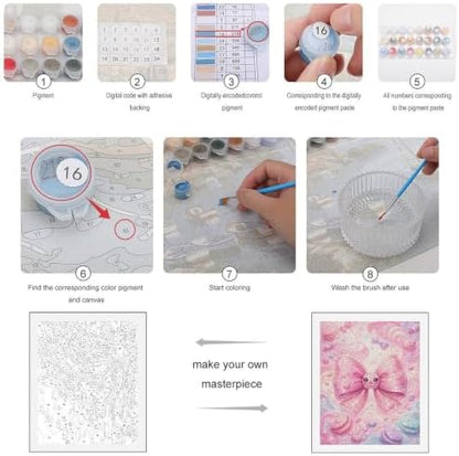 Bozfoxa Paint by Numbers Kit for Adults Beginner Pink Candy Bow - Image 3