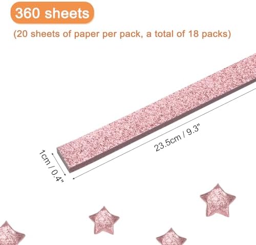 MECCANIXITY 360 Sheets Origami Paper Glitter Stars Papers Rose Gold Fold Paper for Beginner Arts Crafts Projects,0.4 x 9.3 Inch - Image 2