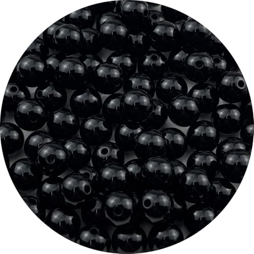 100pcs Acrylic Round Beads for Crafts 12mm Resin Candy Color Spacer Beads with Hole for Jewelry Making Sewing Crafts Decoration Necklaces Bracelets Earrings Supplies(Black) by Unknown