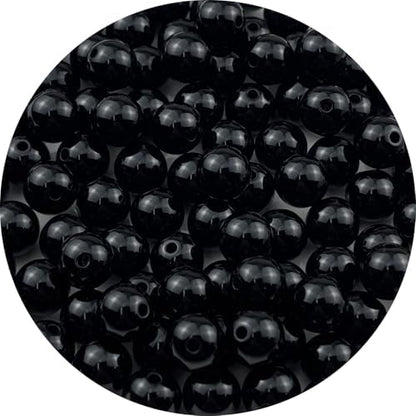 100pcs Acrylic Round Beads for Crafts 12mm Resin Candy Color Spacer Beads with Hole for Jewelry Making Sewing Crafts Decoration Necklaces Bracelets Earrings Supplies(Black) by Unknown