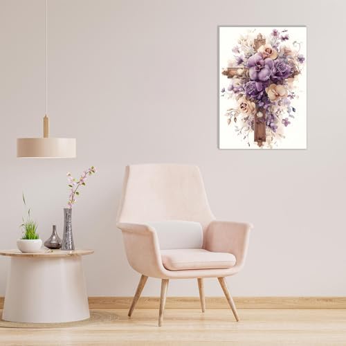 MAXBYE Framed Paint by Numbers Kits for Adults, Cross Flowers Paint by Numbers Kit for Adults with Wooden Easel, Easy DIY Oil Painitings Kits with Tools for Beginners Gift Home Wall Decor 10×14 Inch - Image 4