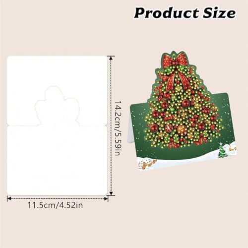 jinglinhh 6pcs Diamond Art Painting Christmas Tree Greeting Cards with Envelopes, DIY Card Making Kits for Adults, Diamond Art Christmas Cards for Birthday Holiday Postcards - Image 2