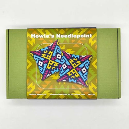 Howie's Needlepoint Needlepoint Kits for Adults, Pillow Front Cross Stitch Kit with Embroidery Pattern on Canvas, Yarn, 2 Needles and Instruction, 16 x 16inch(Colourful Geometry 2) - Image 5