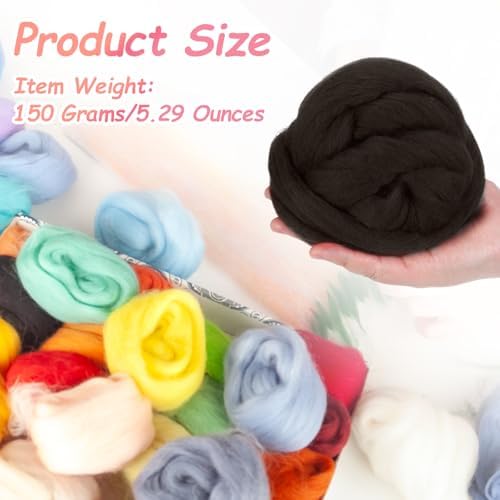 PATIKIL Wool Roving Yarn, 150G/5.3OZ Soft Felting Wool Pure Chunky Roving Yarn Bulk for Needle Felting Knitting Blanket Spinning Weaving DIY Craft, Dark Coffee - Image 2