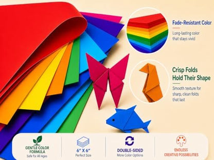 BUBU Origami Paper Kit 1000 Sheets 6x6 Colored Paper with Origami Book - Image 6