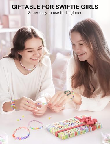 ARTDOT 800 Pieces Assortment Letter Beads for Friendship Bracelets Making Kit, 28 Styles Jewelry Making Supplies Alphabet Beads Set Preppy Crafts Art, White Multicolor - Image 4
