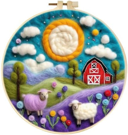 CaptainCrafts DIY Needle Felting Kit for Adults Lambs' Haven Pattern by CaptainCrafts
