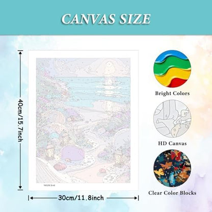 AIBOERL Paint by Numbers Kit for Adults Beginner, Beach, 12X16In - Image 4