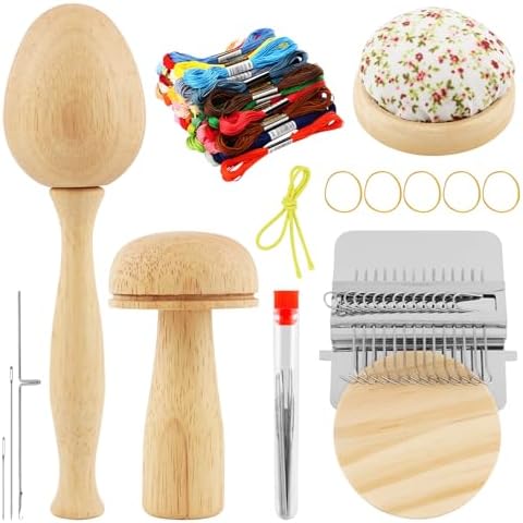 Mini Darning Mushroom Loom Kit, 14 Hooks Visible Weaving Tool by Unknown