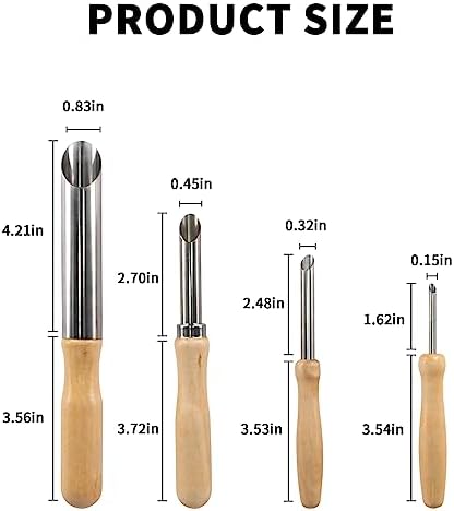 4 Pack Stainless Steel Circular Clay Hole Cutters, Wooden Handle Clay Tools for Drilling and Sculpture, Pottery Tools and Supplies - Image 2