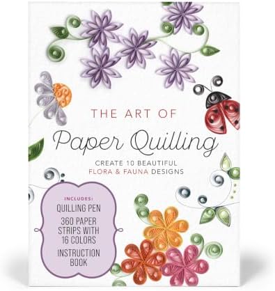The Art of Paper Quilling Kit: Create 10 Beautiful Flora and Fauna Designs - Includes: Quilling Pen, 360 Paper Strips with 16 Colors, Instruction Book - Image 3