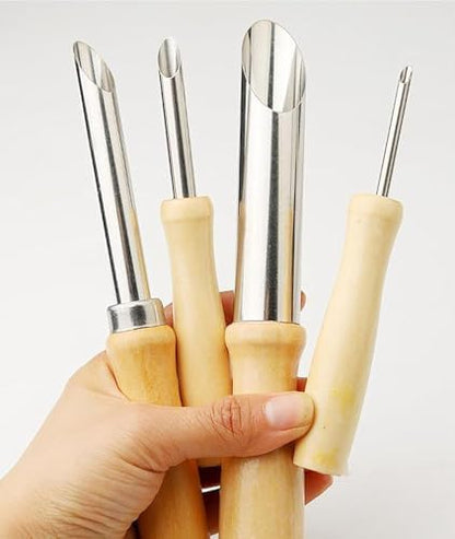 8PCS Round Clay Hole Cutters Set with Wooden Handles, Stainless Steel Clay Tools Kit for Drilling, Carving, Pottery, Ceramics and DIY Projects - Image 7