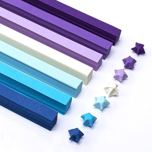 2160 Sheets Origami Star Paper 7 Color Strips Double Sided Lucky Star Decoration Folding Paper for DIY Hand Art Supplies (Blue purple-2160 sheets) by YYaaloa