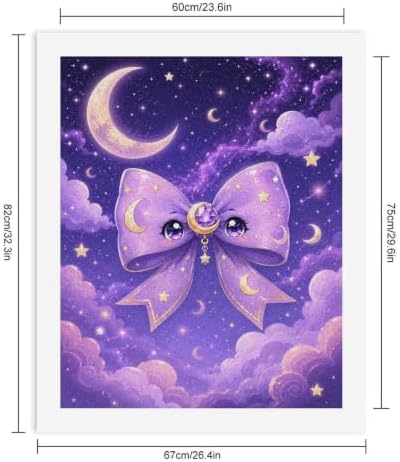 Lyngora Paint by Numbers Kit for Adults Beginner Art Decor Purple Moon Bow - Image 2