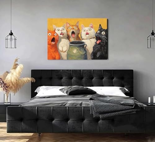 Surprised Cats Paint by Numbers Kit for Adults Framed Canvas, Frameworkless - Image 5