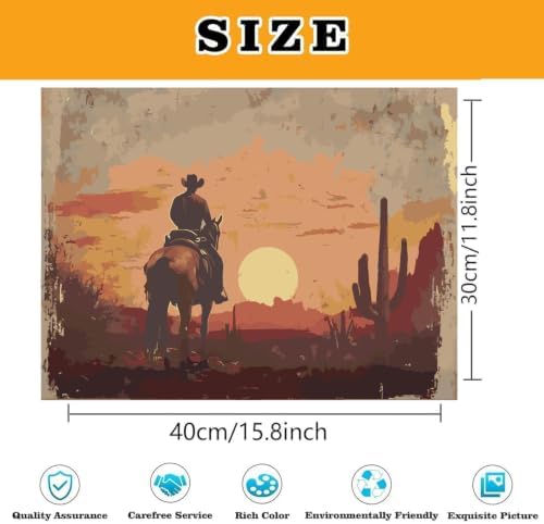 Western Cowboy Paint by Numbers Kit for Adults Framed Canvas Frameworkless - Image 3