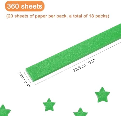 MECCANIXITY 360 Sheets Origami Paper Glitter Stars Papers Light Green Fold Paper for Beginner Arts Crafts Projects,0.4 x 9.3 Inch - Image 2