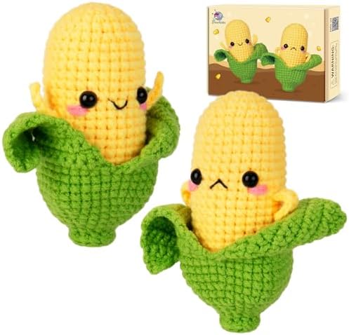 Crochetta Crochet Kit for Beginners - Crochet Starter Kit with Step-by-Step Video Tutorials, Learn to Crochet Kits for Adults, DIY Knitting Supplies, 2 Pcs Corn(40%+ Yarn) by Crochetta
