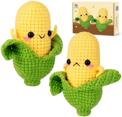 Crochetta Crochet Kit for Beginners - Crochet Starter Kit with Step-by-Step Video Tutorials, Learn to Crochet Kits for Adults, DIY Knitting Supplies, 2 Pcs Corn(40%+ Yarn) by Crochetta