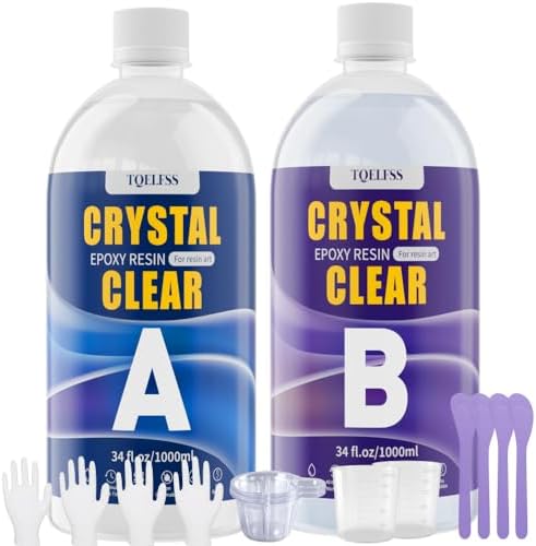 68OZ Crystal Clear Epoxy Resin Kit, Self Leveling, No Bubbles, Not Yellowing Epoxy Resin for Molding & Casting, Jewelry Making, DIY, Crafts, Countertops, River Tables, Wood Surfaces - 34OZ ×2 by Unknown
