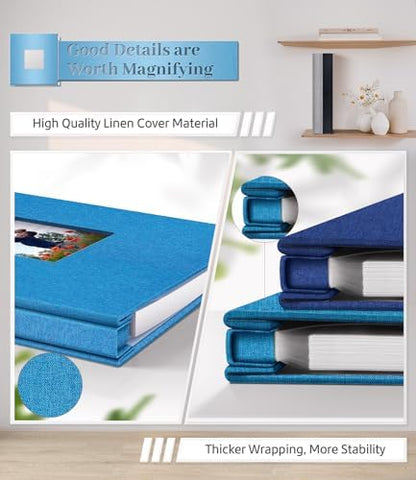Artfeel Photo Album Self Adhesive Scrapbook Album for 3x5 4x6 5x7 8x10 Pictures,40 Pages Linen Cover with Display Window DIY Photo Book,Ideal Gifts for Family Travel Wedding Baby - Image 5