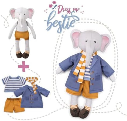 kullaloo Cut & Sew Fabric Panel – Elephant Doll Sewing Kit for Teens & Adults ✦ Intermediate DIY Plush Project with Clothes ✦ Dress Me Bestie Eddy - Image 4
