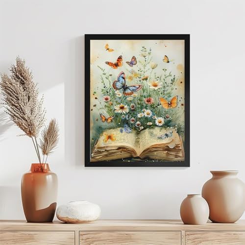 TCDZMYGS Book Paint by Numbers Kit for Adults Beginner,Daisy Butterfly Adult Paint by Number Kits on Canvas with Frame,DIY Acrylic Oil Painting by Numbers Kits for Home Wall Decor 10x12 inch - Image 2