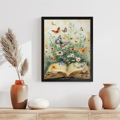 TCDZMYGS Book Paint by Numbers Kit for Adults Beginner,Daisy Butterfly Adult Paint by Number Kits on Canvas with Frame,DIY Acrylic Oil Painting by Numbers Kits for Home Wall Decor 10x12 inch - Image 2
